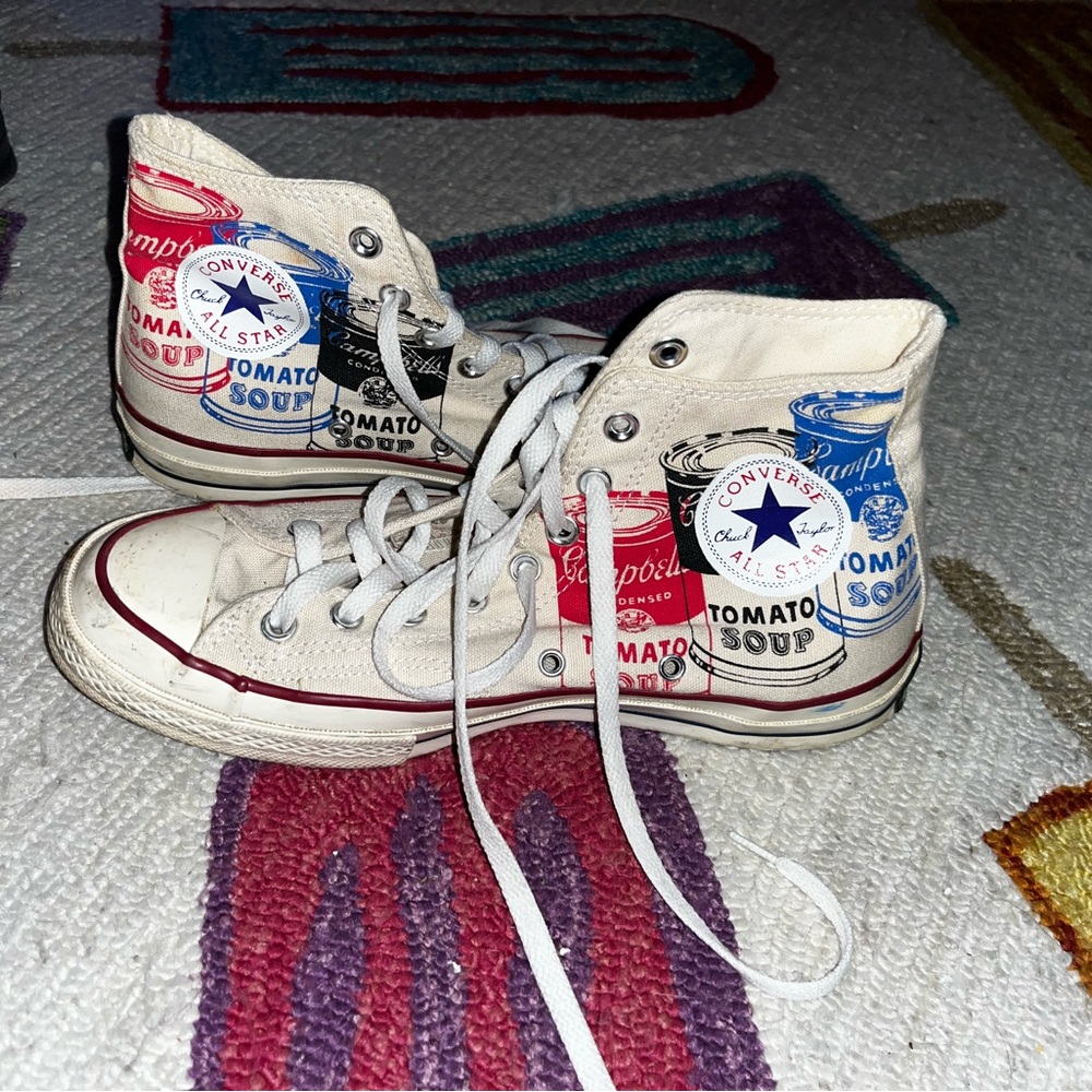2 Andy Warhol converse  All-Star tomato soup cans red white blue 8 10 unisex